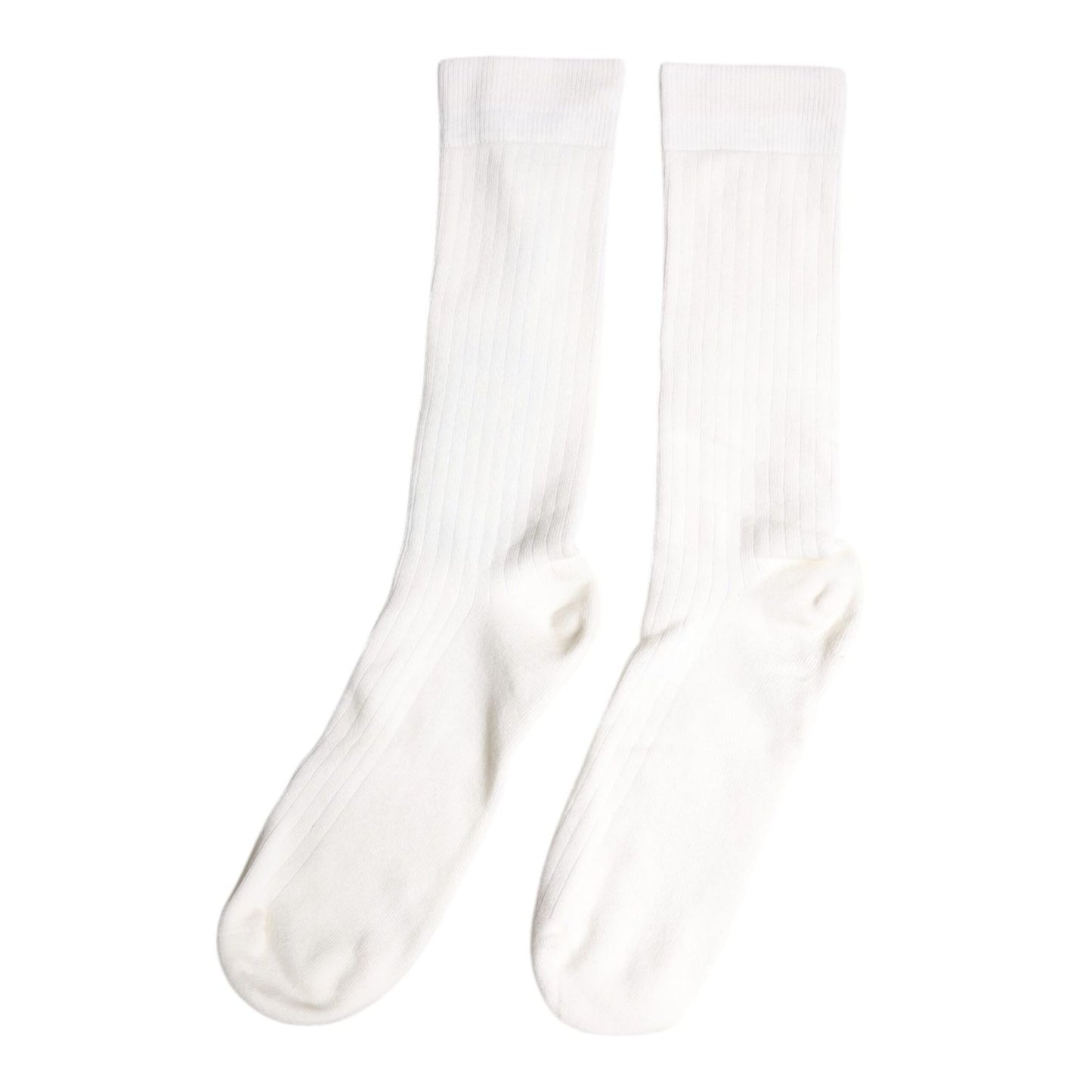 Dolce & Gabbana White Cotton Solid Mid Calf Men Socks