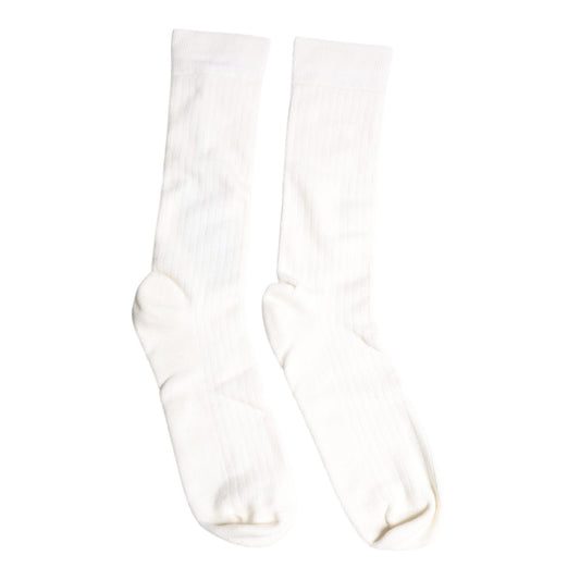 Dolce & Gabbana White Cotton Solid Mid Calf Men Socks