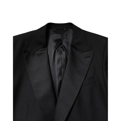 Dolce & Gabbana Black Wool Single Breasted Coat Blazer