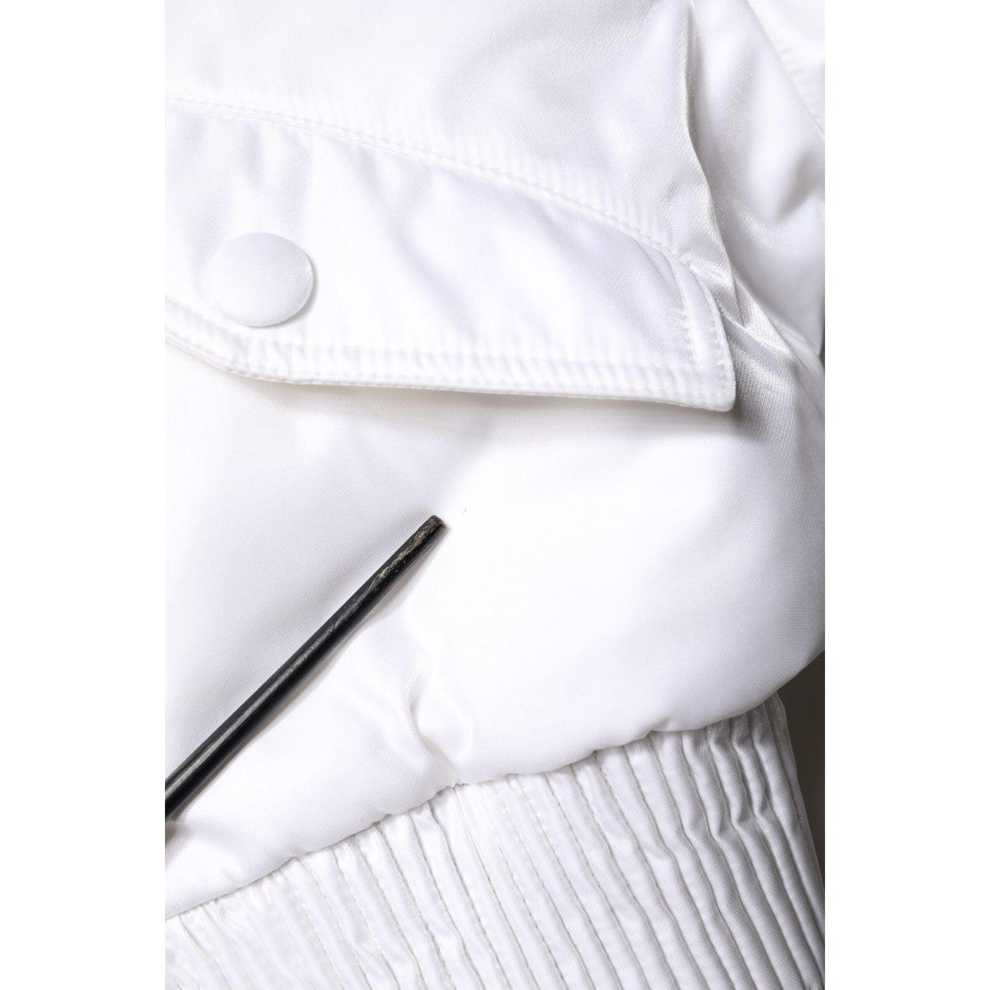 Dolce & Gabbana White Nylon Full Zip Cropped Bomber Jacket