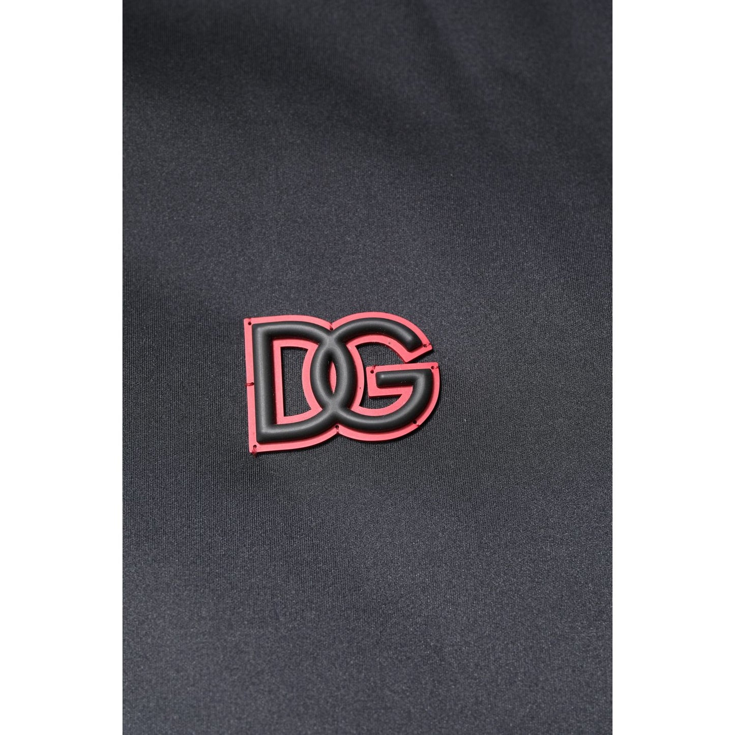 Dolce & Gabbana Black Polyester DG Hooded Full Zip Jacket