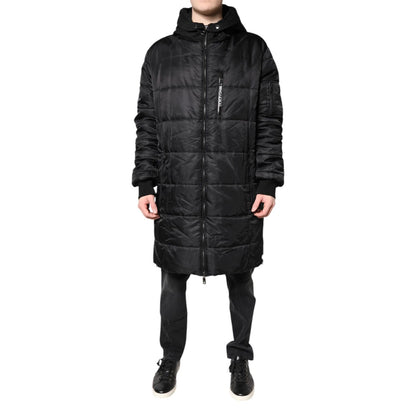 Dolce & Gabbana Black Hooded Parka Winter Men Coat Jacket