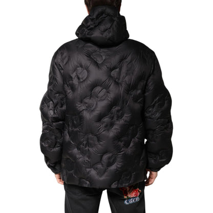 Dolce & Gabbana Black Hooded Parka Coat Winter Jacket