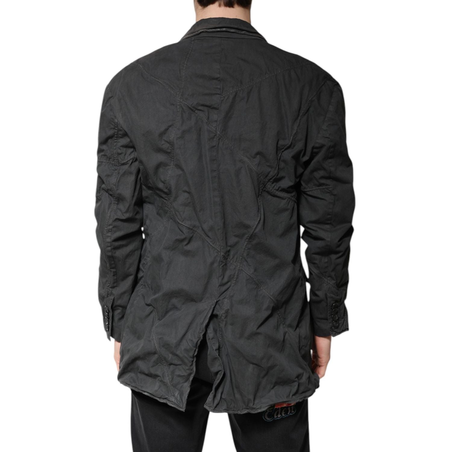 Dolce & Gabbana Black Solid Cotton Collared Coat Jacket