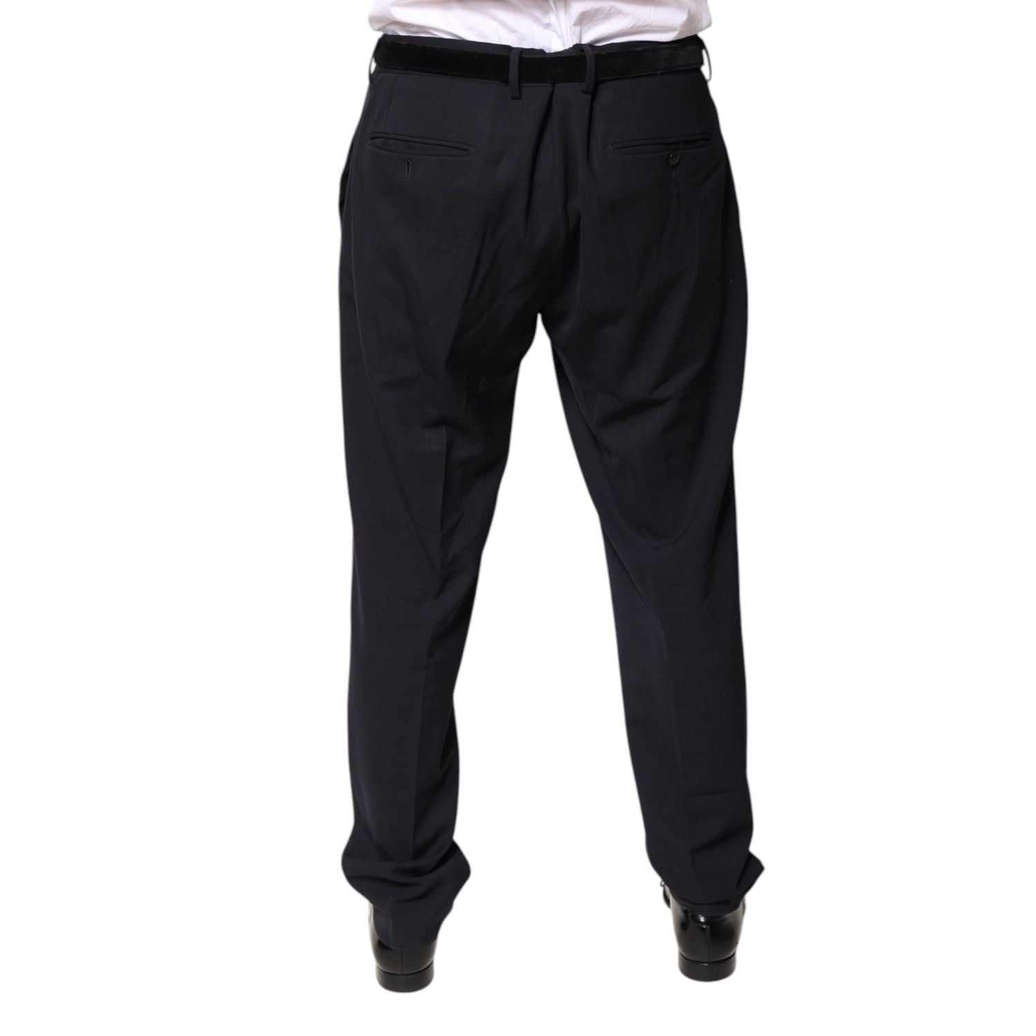 Dolce & Gabbana Black Wool Mid Waist Dress Pants