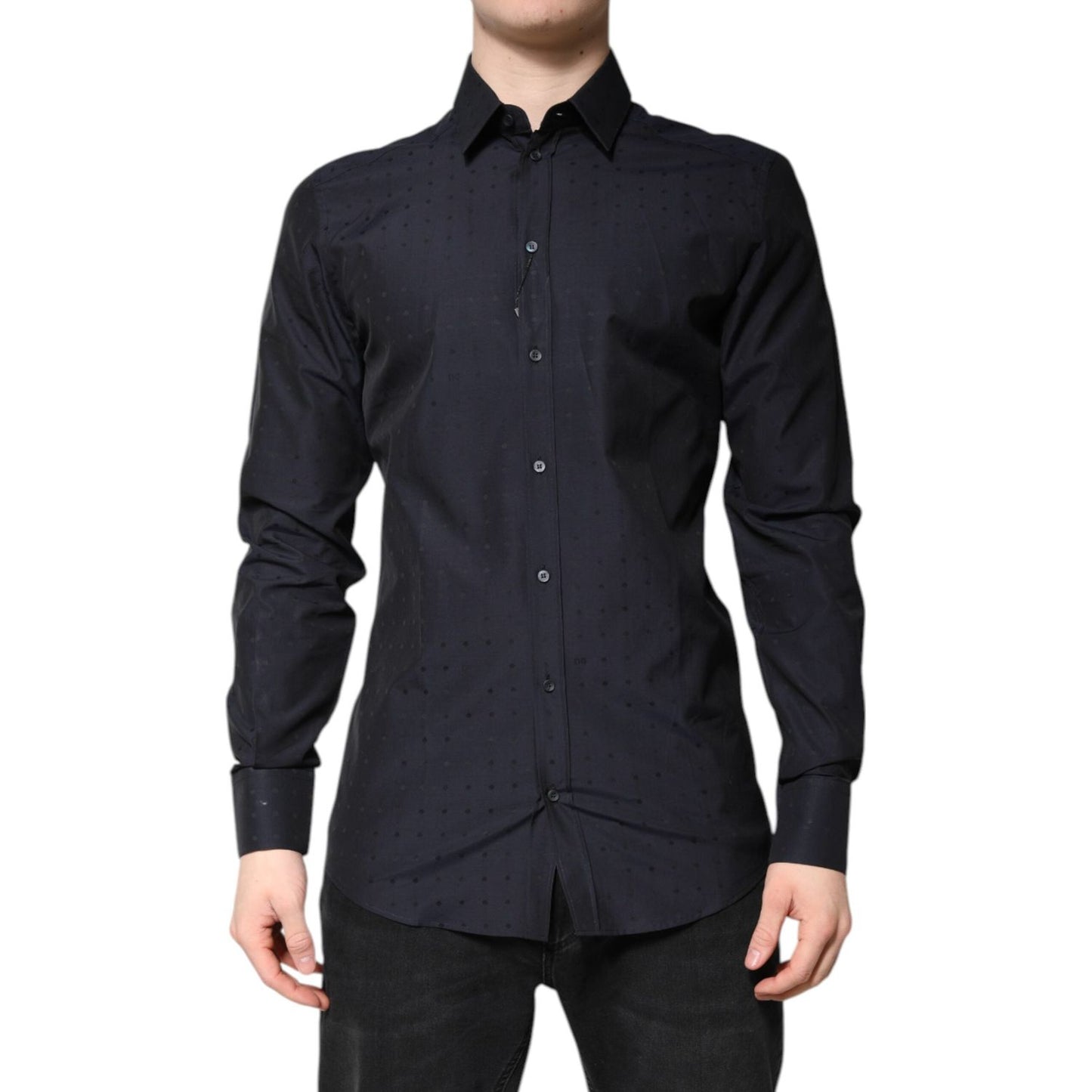 Dolce & Gabbana Black Cotton GOLD Men Dress Formal Shirt TSH86347-40