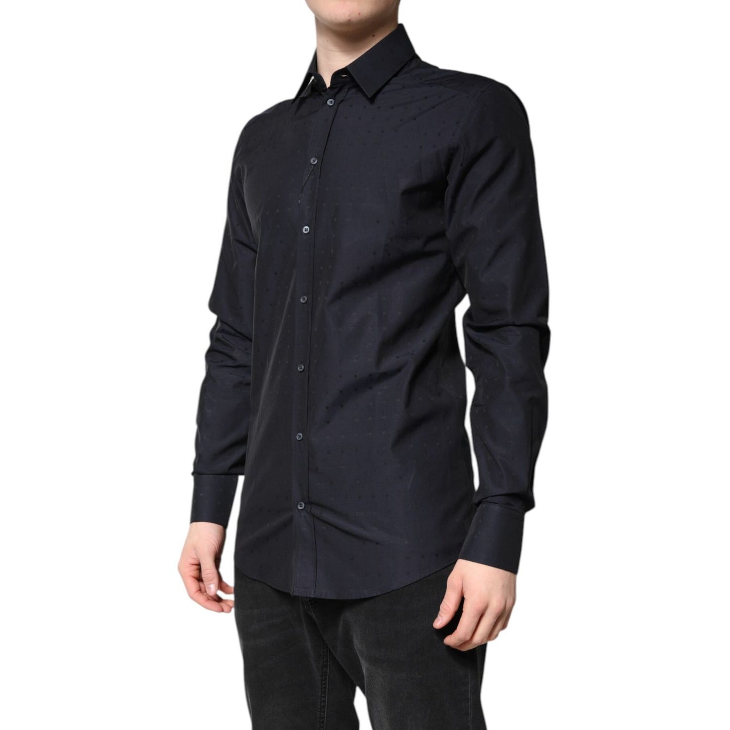 Dolce & Gabbana Black Cotton GOLD Men Dress Formal Shirt