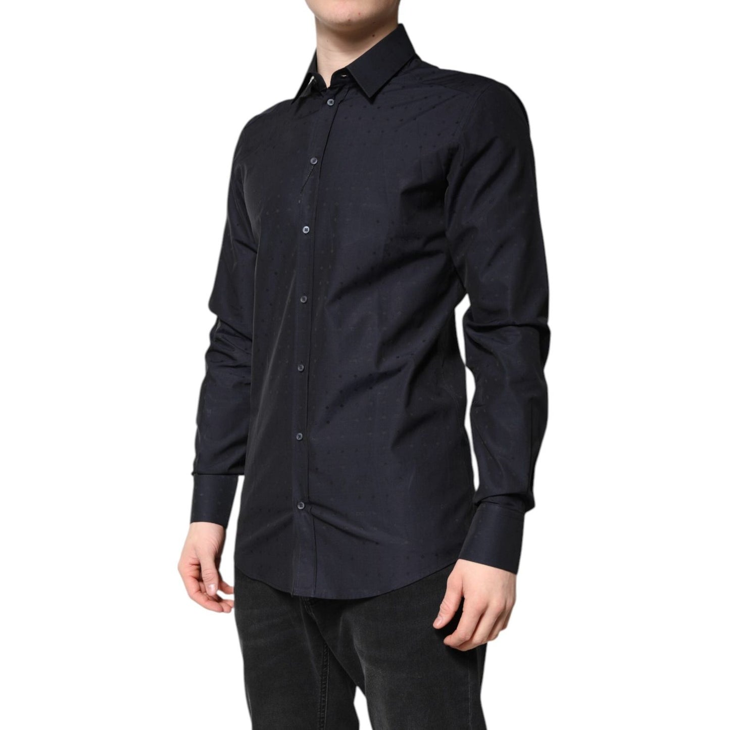 Dolce & Gabbana Black Cotton GOLD Men Dress Formal Shirt TSH86347-40