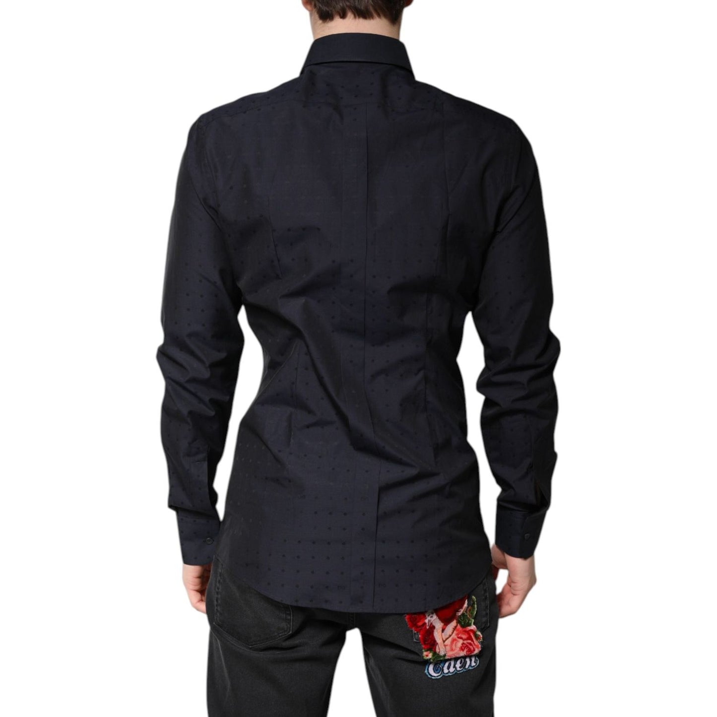 Dolce & Gabbana Black Cotton GOLD Men Dress Formal Shirt TSH86347-40