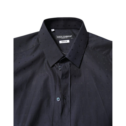 Dolce & Gabbana Black Cotton GOLD Men Dress Formal Shirt