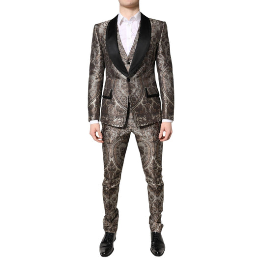 Dolce & Gabbana Multicolor Jacquard Single Breasted 3 Piece Suit