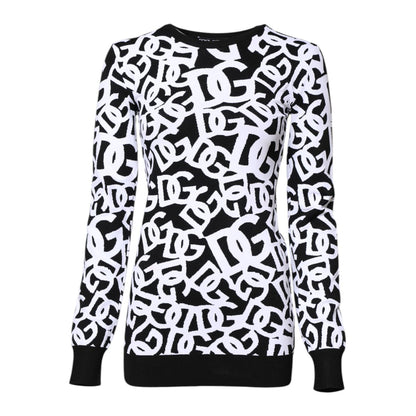 Dolce & Gabbana Black White Logo Print Women Pullover Sweater