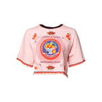 Dolce & Gabbana Pink Print Cotton Short Sleeves Cropped Top