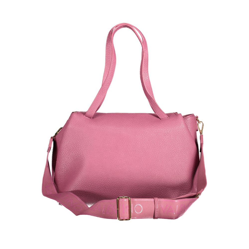 Mario Valentino Pink Polyethylene Women Handbag with double shoulder handles and adjustable strap, showcasing eco-friendly style.