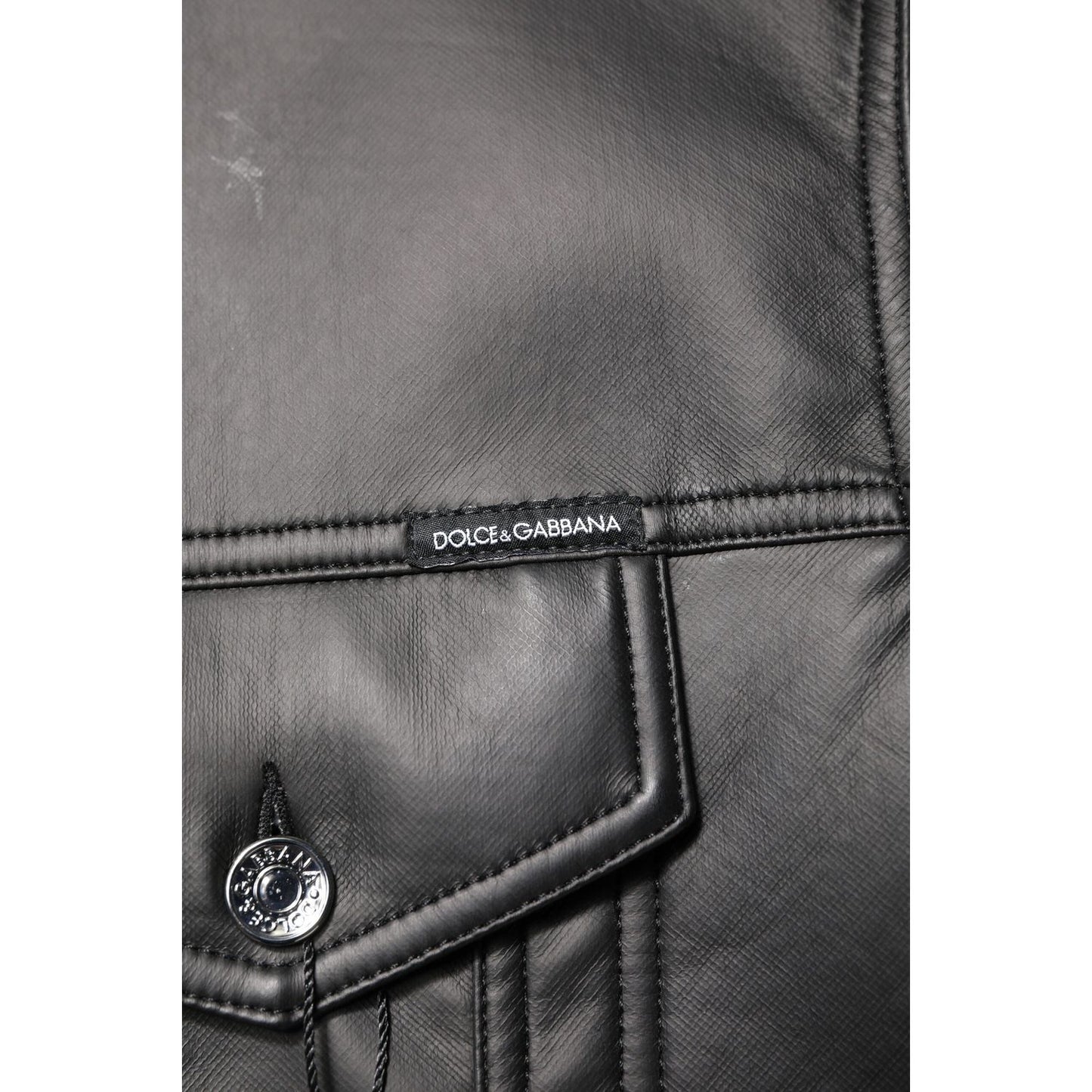 Dolce & Gabbana Black Polyester Button Down Biker Jacket JKT41408-52