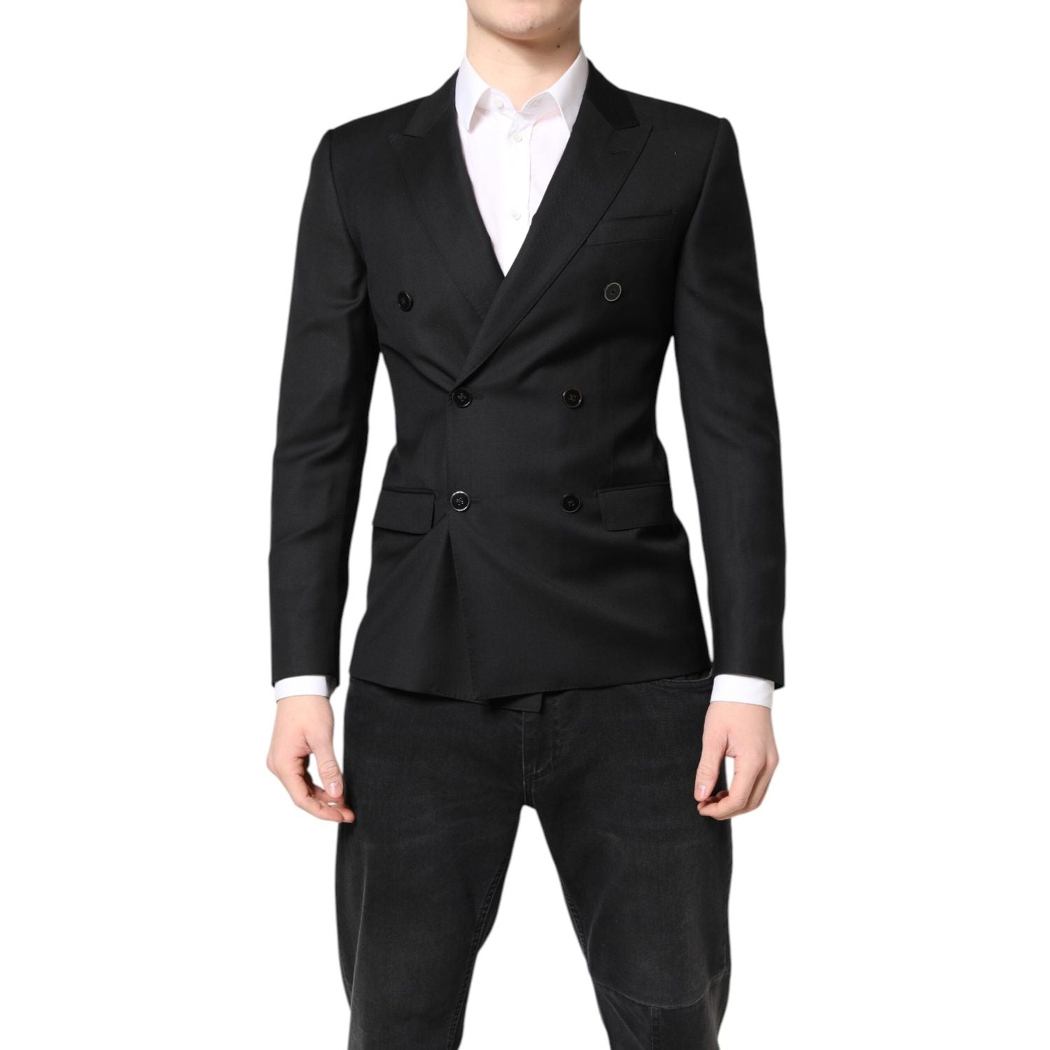 Dolce & Gabbana Black MARTINI Double Breasted Coat Blazer