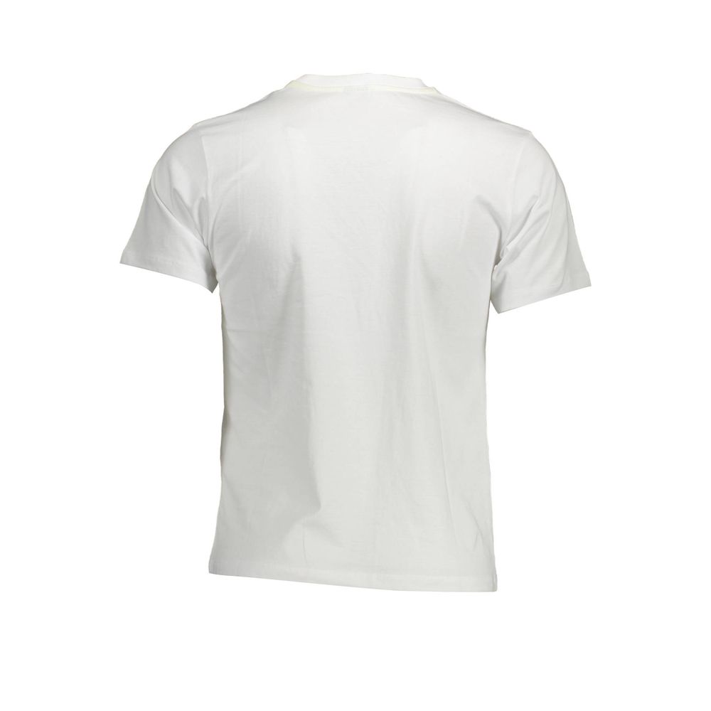 Back view of North Sails White Cotton Men T-Shirt highlighting premium cotton material and crew neck design.