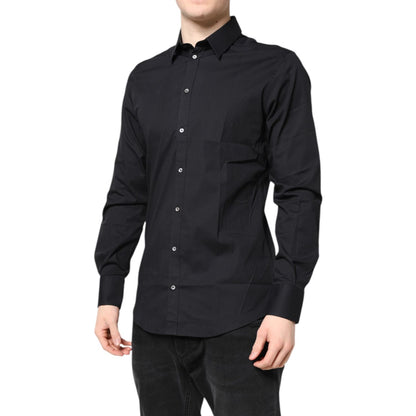 Dolce & Gabbana Black GOLD Cotton Long Sleeves Dress Shirt