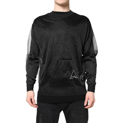 Dolce & Gabbana Black Logo Knitted Crewneck Pullover Sweater