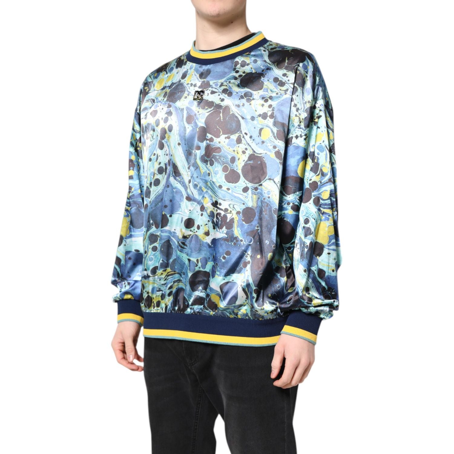 Dolce & Gabbana Multicolor Marble Print Men Pullover Sweater