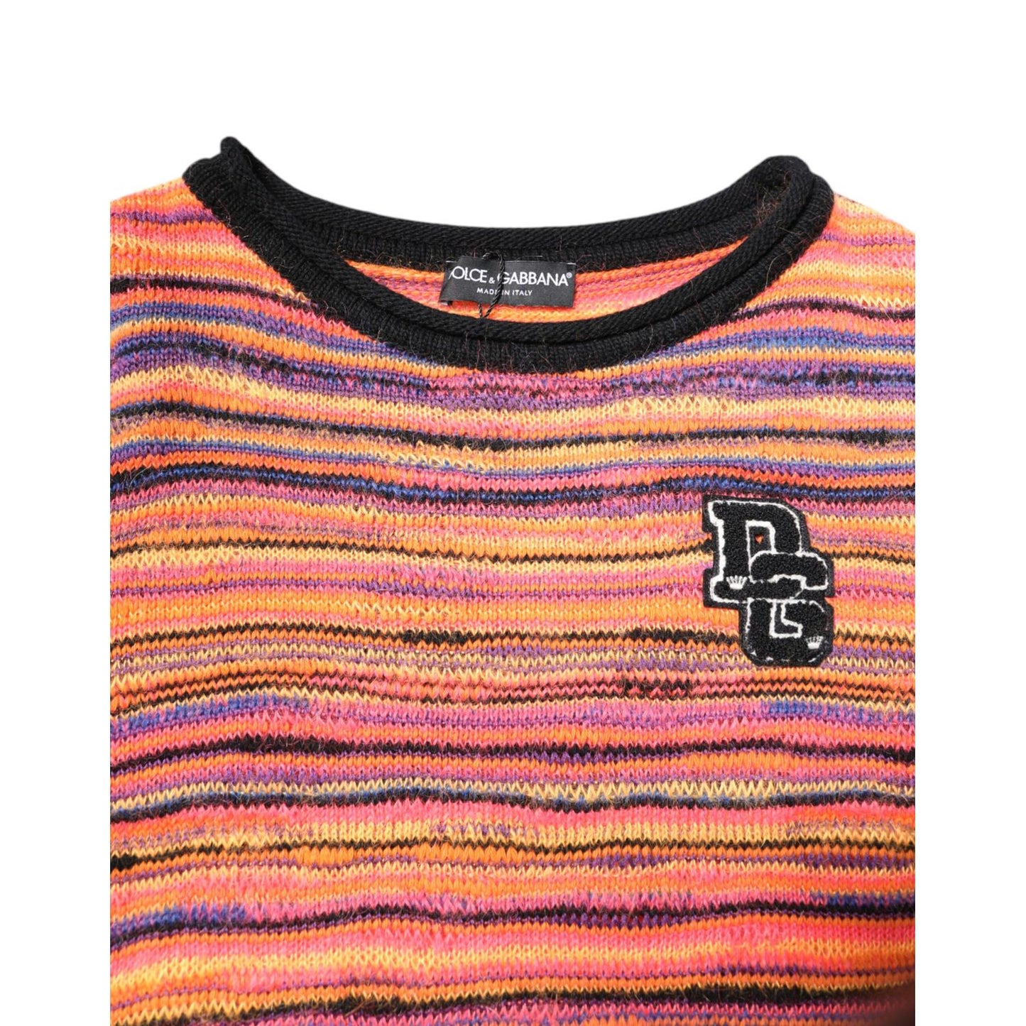 Dolce & Gabbana Multicolor Wool DGLogo Knit Pullover Sweater