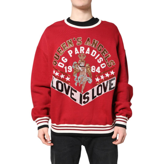 Dolce & Gabbana Red Sequin Knit Pullover Sweatshirt Sweater TSH90305-50