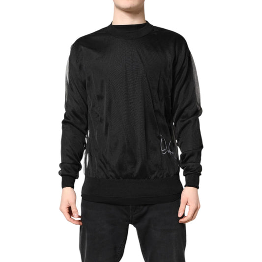 Dolce & Gabbana Black Logo Knitted Crewneck Pullover Sweater