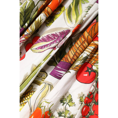 Dolce & Gabbana White Vegetables Sleeveless A-line Midi Dress