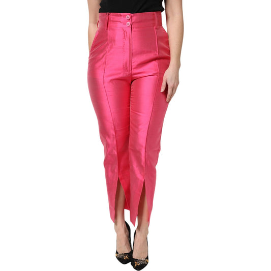 Dolce & Gabbana Pink Silk High Waist Tapered Pants PAN76316-36