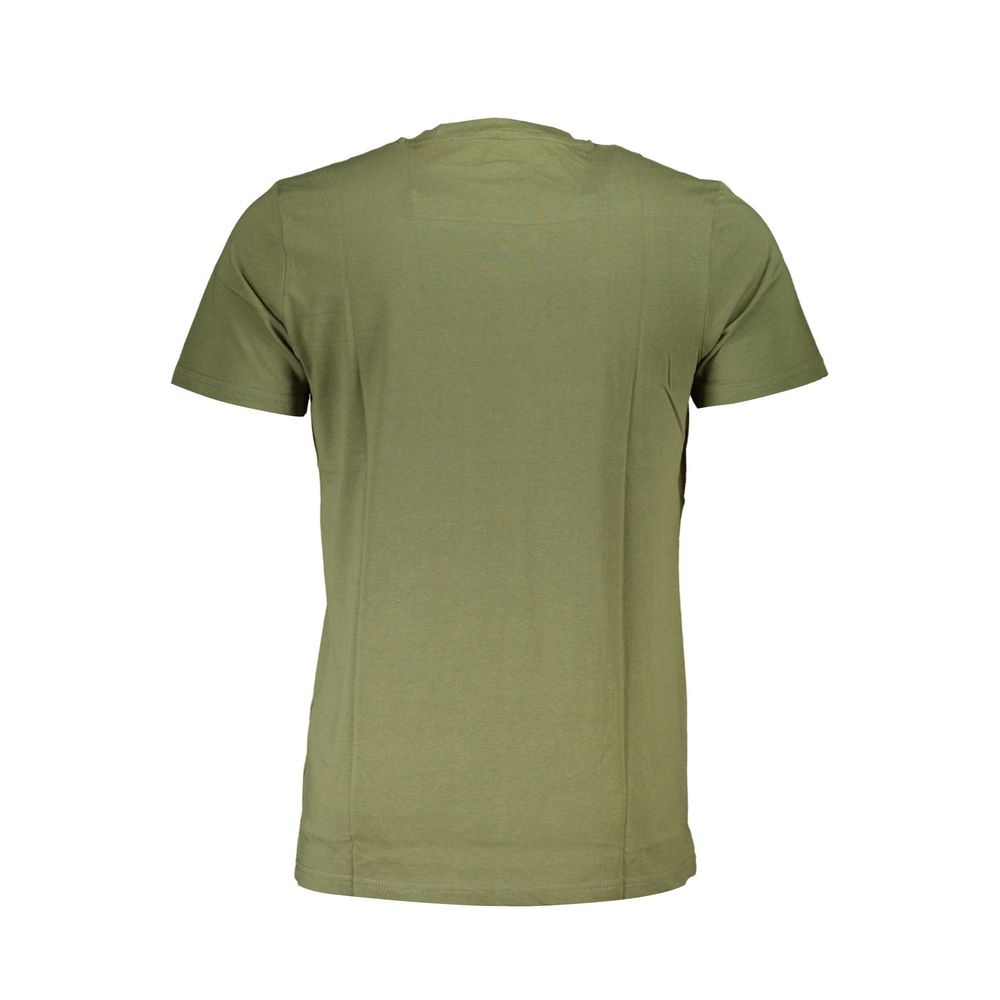 Cavalli Class Green Cotton Men T-Shirt with short sleeves and crew neck, showcasing a stylish design and premium fabric for comfort.