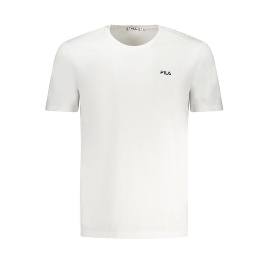 Fila Blue Cotton T-Shirt, short sleeve, crew neck, with logo print in organic cotton, front view of a white tee from the bi-pack collection.