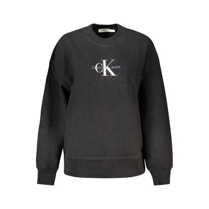Calvin Klein Black Cotton Women Sweater featuring CK logo, long sleeves, brushed finish, and eco-friendly design in chic black