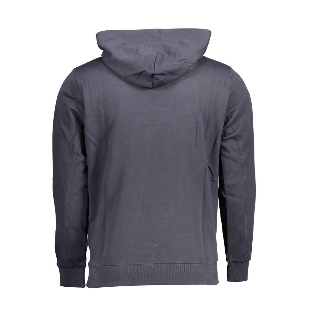 Back view of U.S. POLO ASSN. Blue Cotton Men Sweater showcasing hoodie design and casual style.