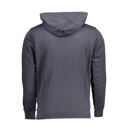 Back view of U.S. POLO ASSN. Blue Cotton Men Sweater showcasing hoodie design and casual style.