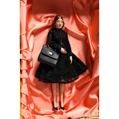 Dolce & Gabbana Black Dress Ceramic Porcelain Fashion Leather Sicily Dolls