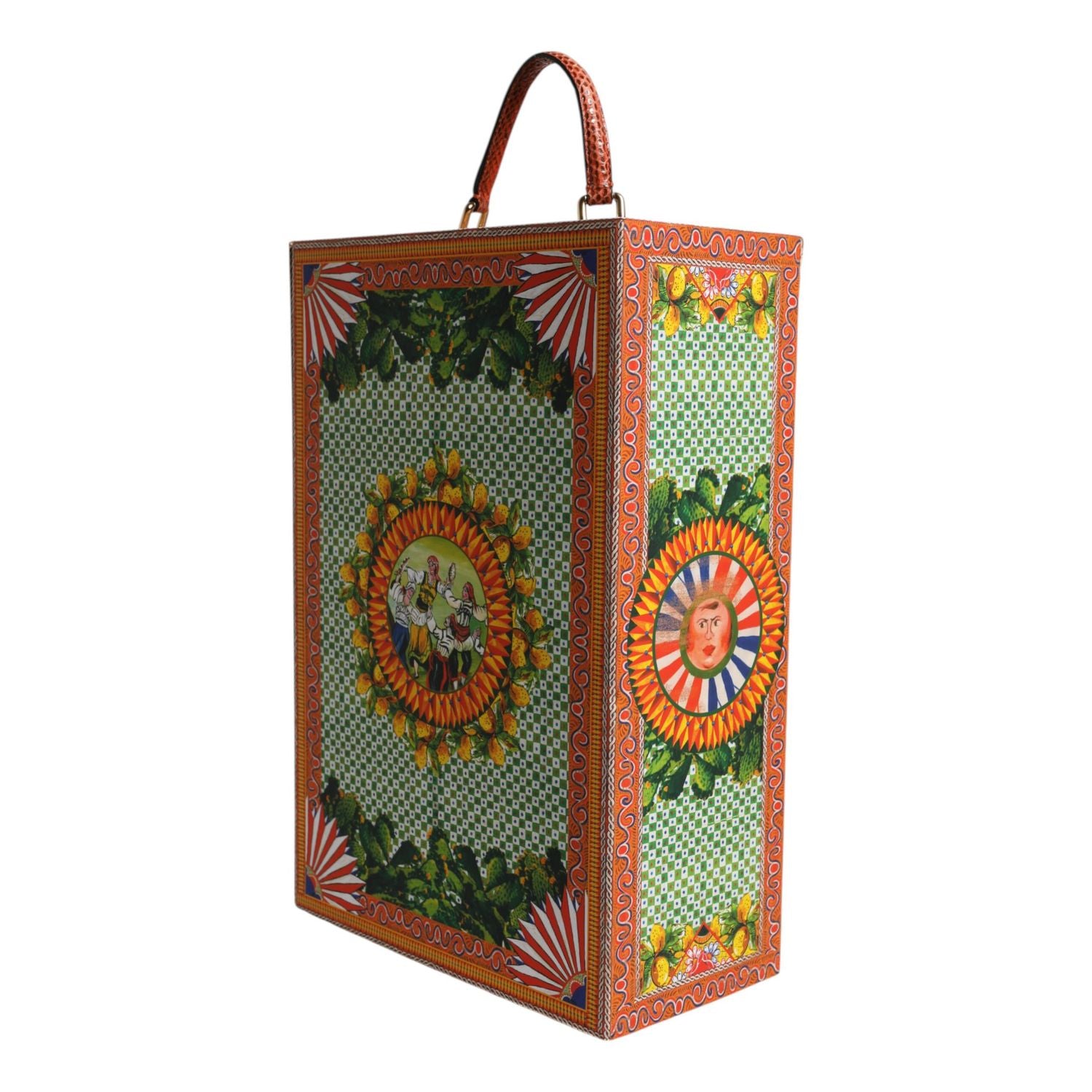 Front view with bag zipped and handles upright.