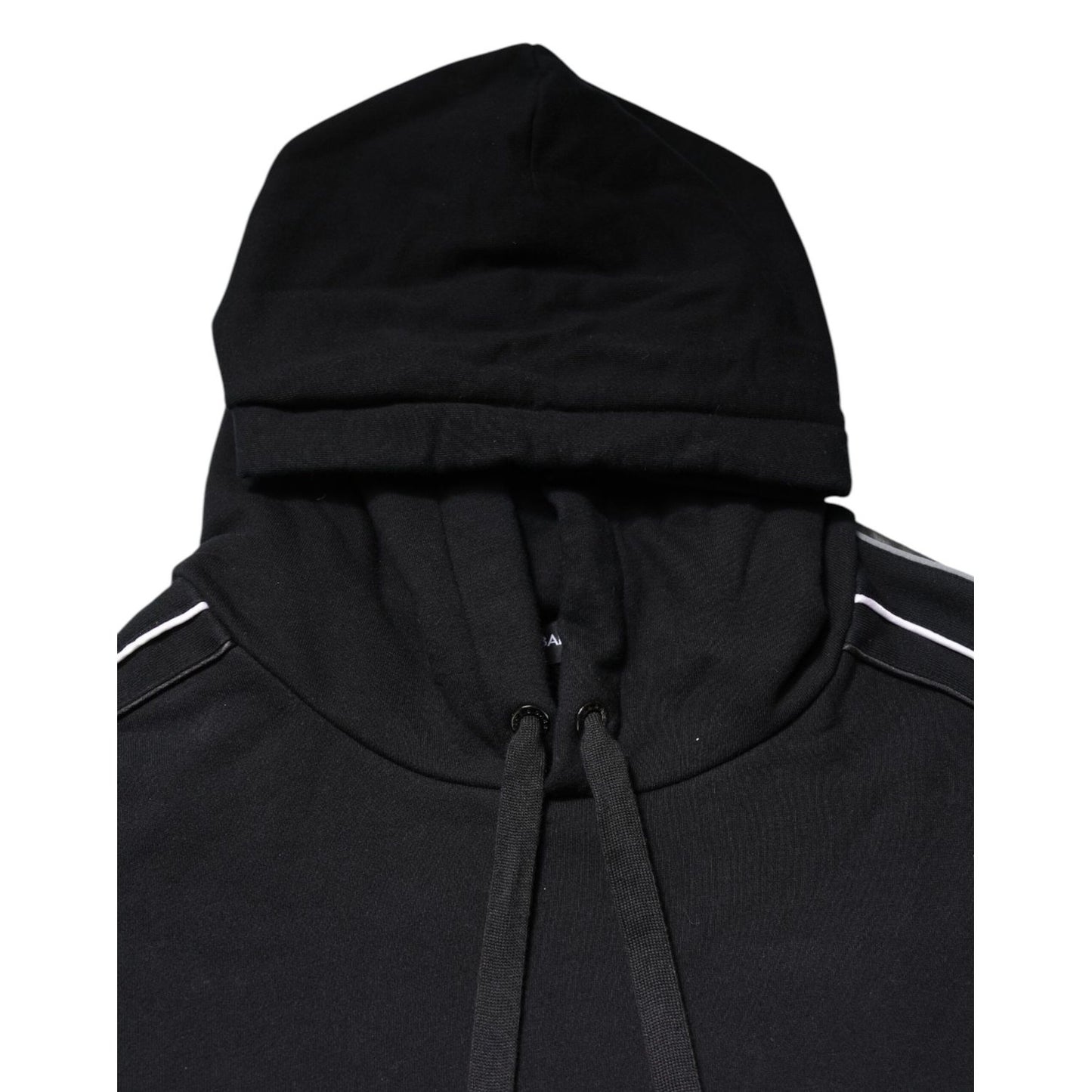 Dolce & Gabbana Black Cotton Logo Hooded Sweatshirt Sweater