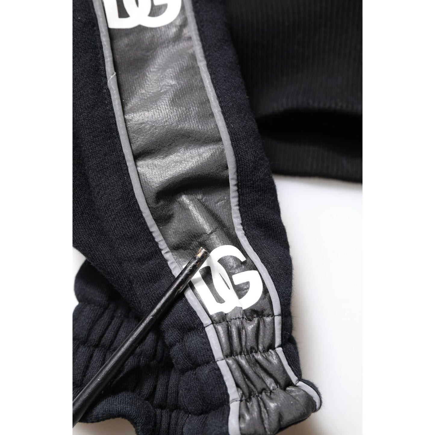 Dolce & Gabbana Black Cotton Logo Hooded Sweatshirt Sweater