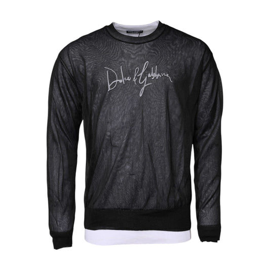 Dolce & Gabbana Black White Logo Knitted Pullover Sweater