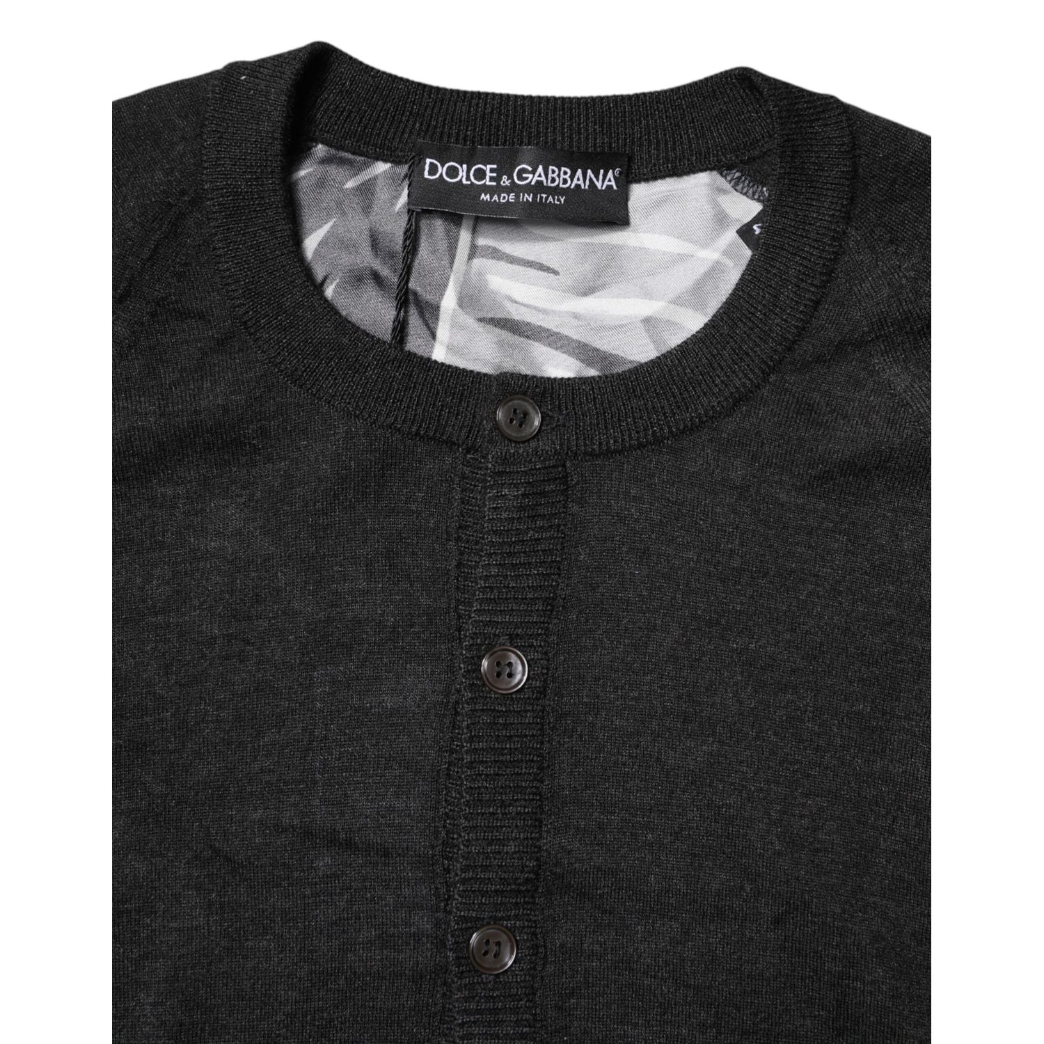 Dolce & Gabbana Black Printed Knitted Men Pullover Sweater