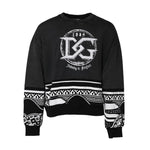 Dolce & Gabbana Black Cotton Logo Printed Pullover Sweater