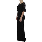 Dolce & Gabbana Black Floral Lace Long Bodycon Maxi Dress