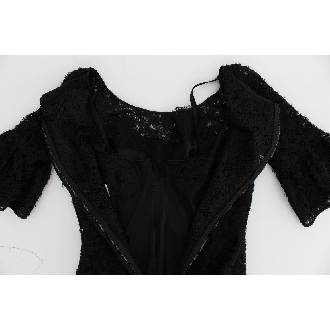 Dolce & Gabbana Black Floral Lace Long Bodycon Maxi Dress