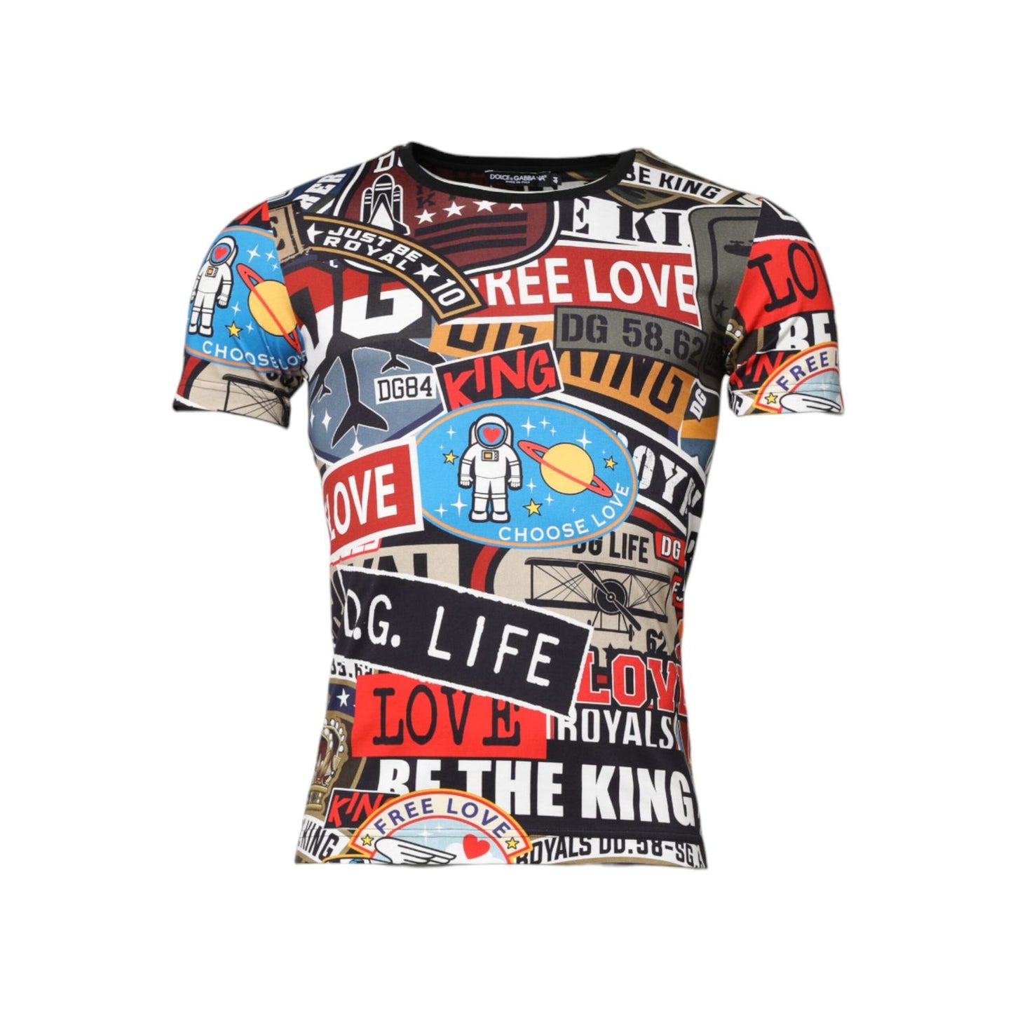 Dolce & Gabbana Multicolor Patchwork Cotton Crew Neck T-shirt
