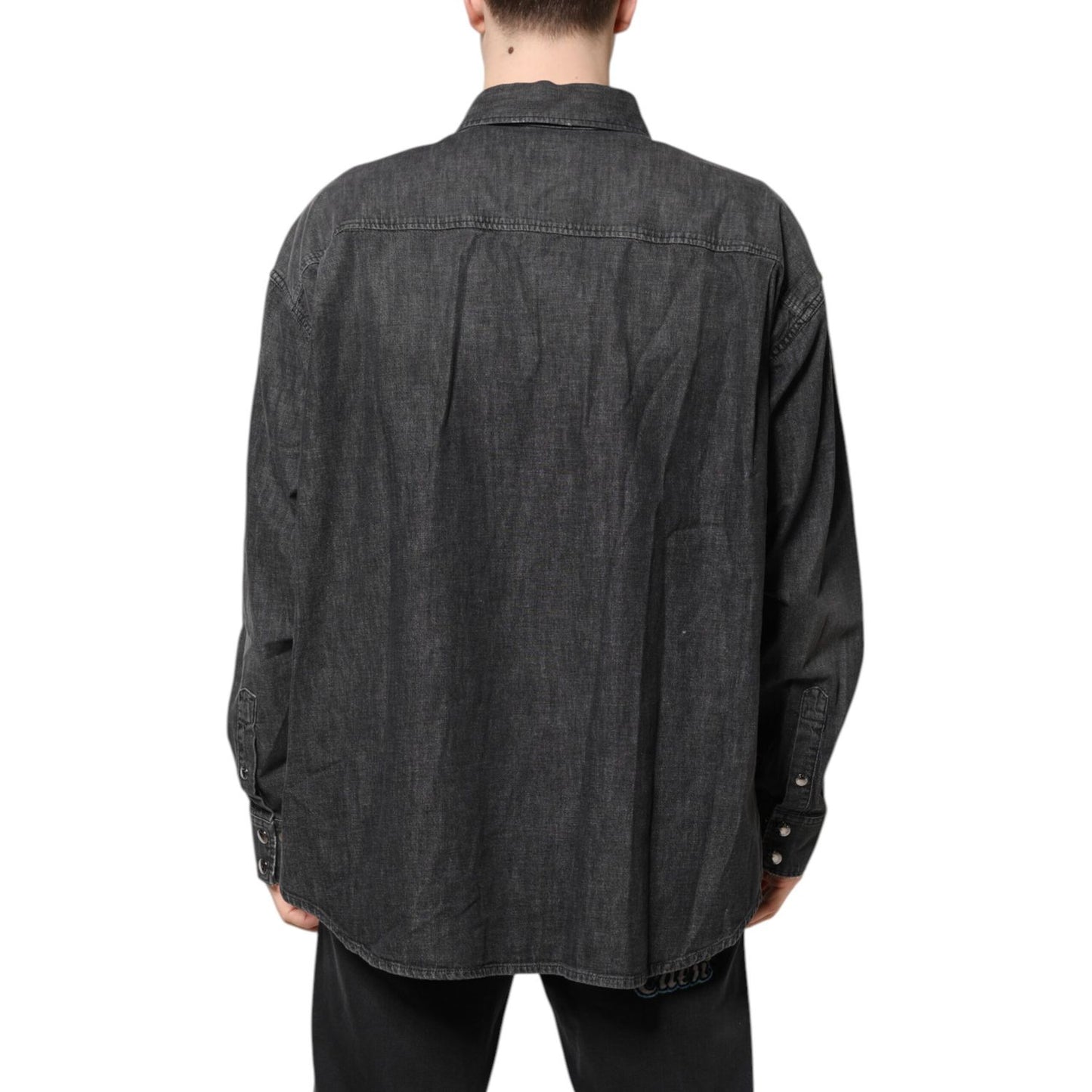 Dolce & Gabbana Gray Long Sleeves Button Down Denim Shirt