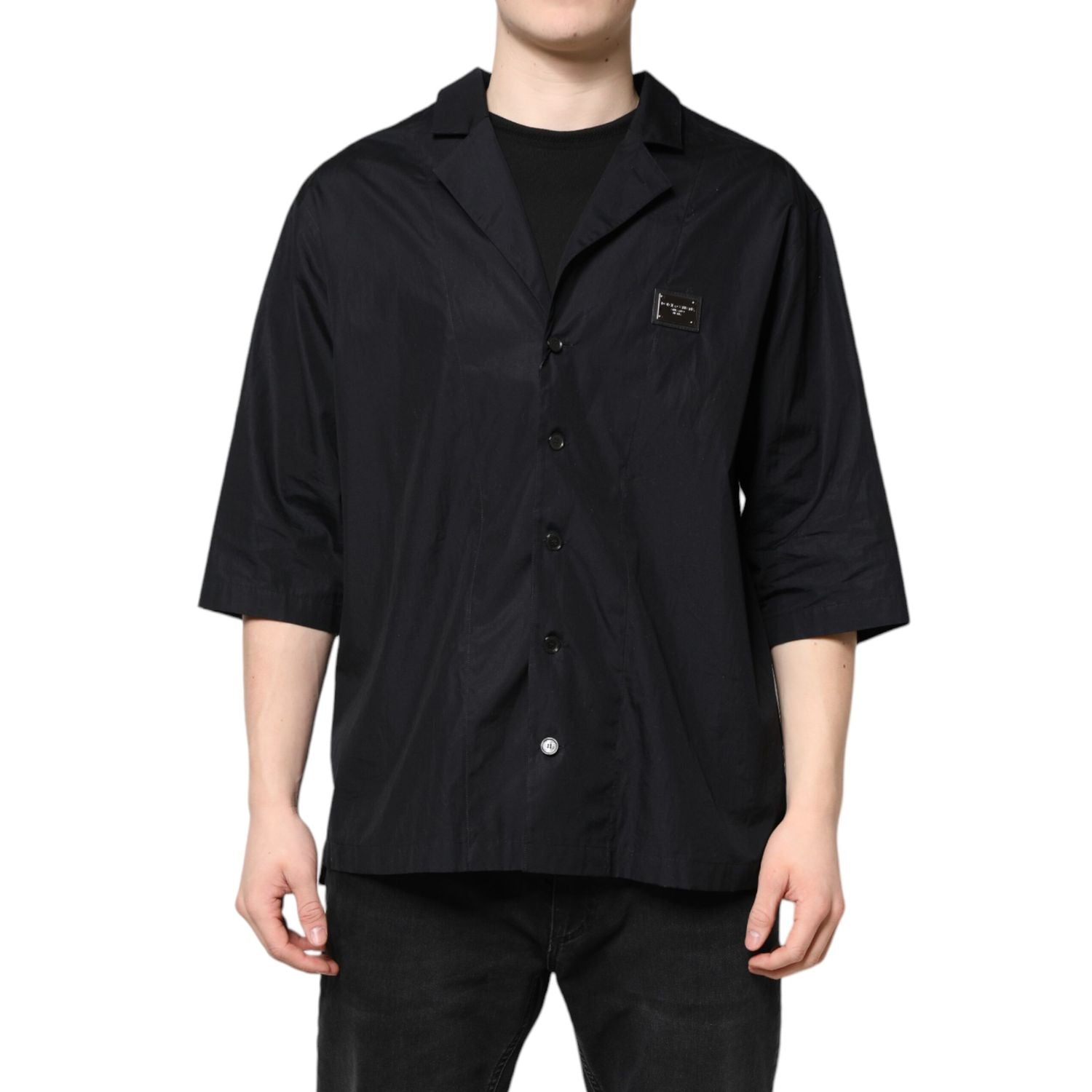 Dolce & Gabbana Black Short Sleeves Button Down Casual Shirt