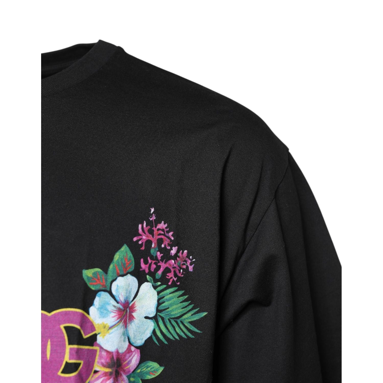 Dolce & Gabbana Black DG Floral Print Crew Neck T-shirt