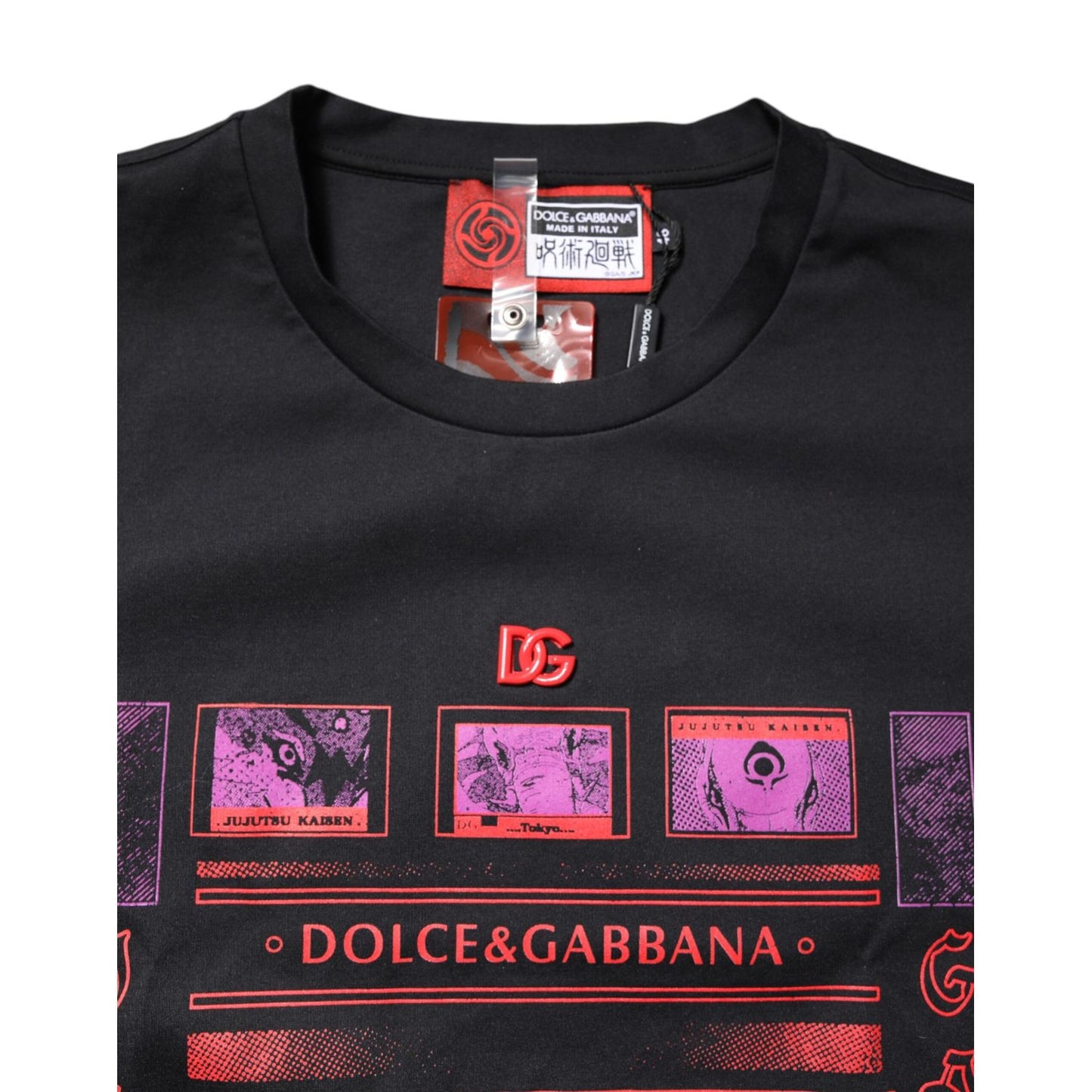Dolce & Gabbana Black Cotton Graphic Print Crew Neck T-shirt