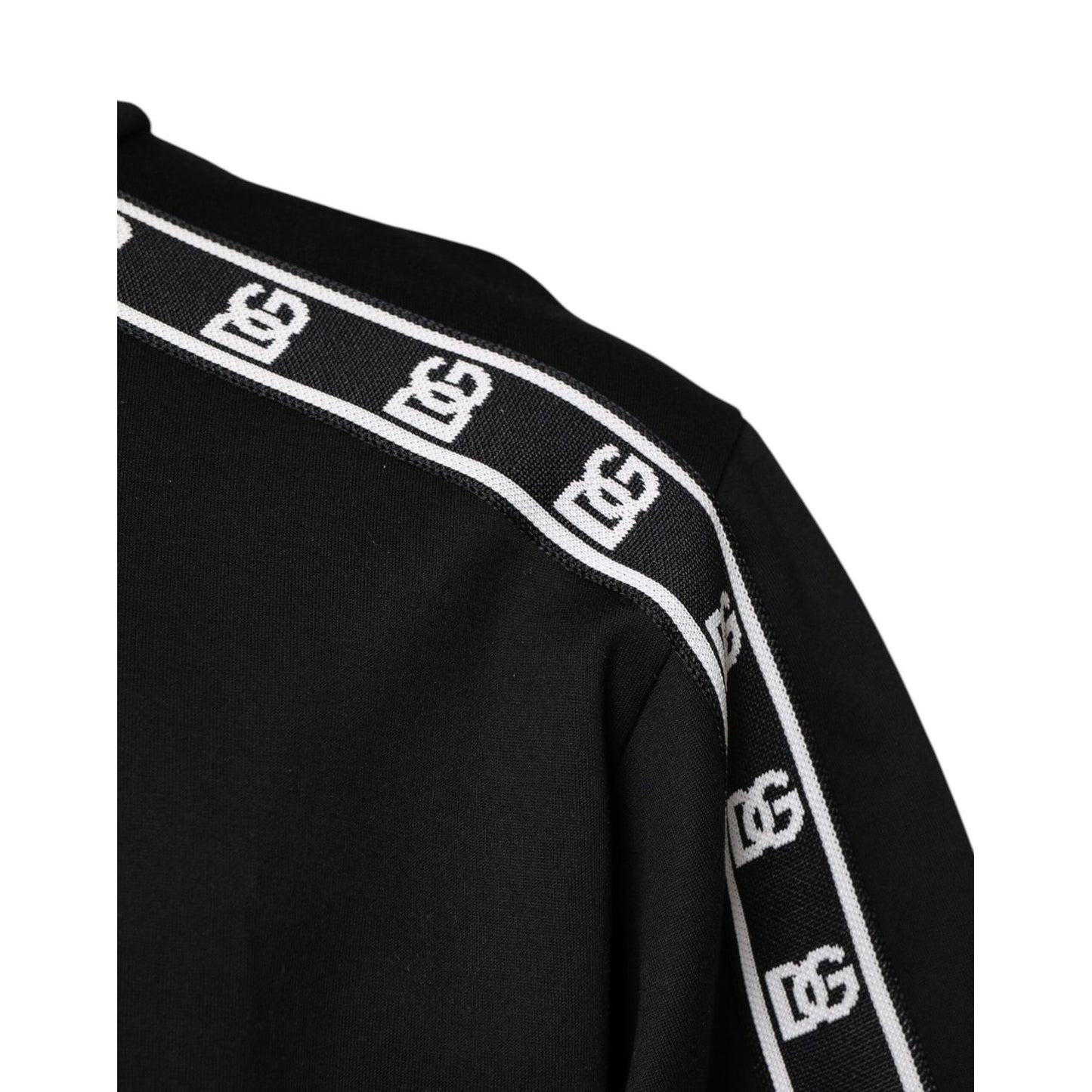 Dolce & Gabbana Black Cotton DG Print Turtleneck T-shirt