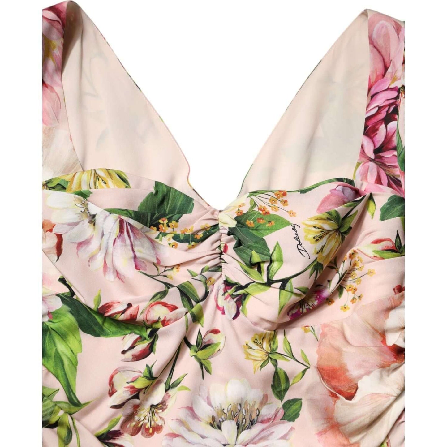 Dolce & Gabbana Pink Floral Silk Fit And Flared Midi Dress DR81612-46